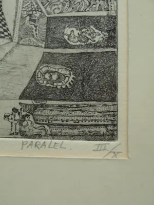 Ab Steenvoorden - 2 Ingelijste etsen , Paralel & Spelen – oplage van 10 ex. kopen? Bied vanaf 40!