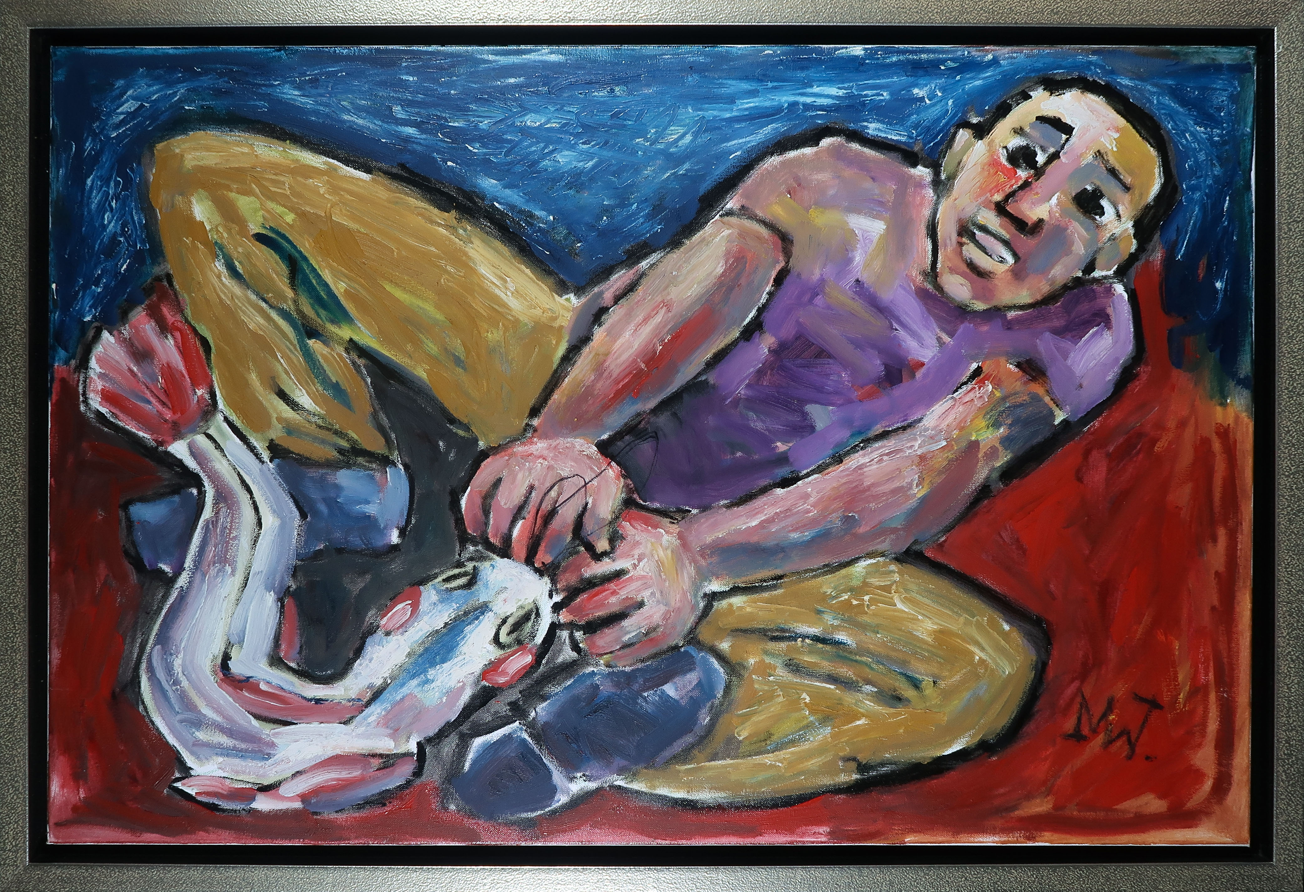 Martin van Wordragen - Gemengde techniek op doek, De Vangst - Ingelijst (Groot) kopen? Bied vanaf 650!