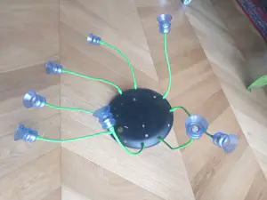 Borek Sipek - Plafonniere - 8 armig groen metaal met blauwe glaasjes kopen? Bied vanaf 125!