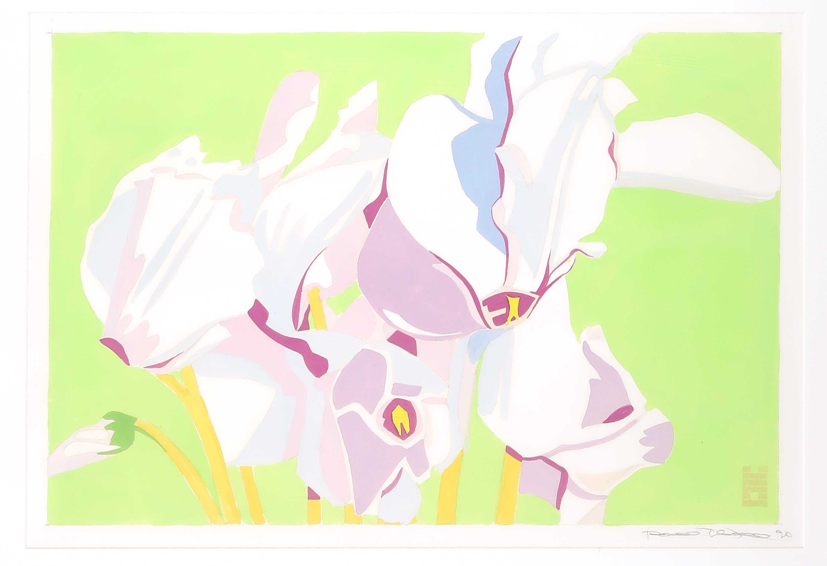 Niet of onleesbaar gesigneerd - Aquarel en potlood, Witte bloemen in groen - Ingelijst kopen? Bied vanaf 1!