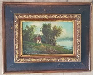 Niet of onleesbaar gesigneerd - landschap met huis, kopen? Bied vanaf 1!
