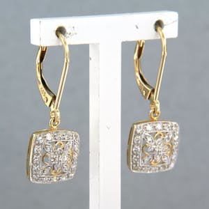 14k bicolor oorhangers bezet met single cut geslepen diamanten tot. 0,48ct kopen? Bied vanaf 450!