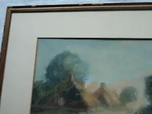 Arnold Koning - Ingelijste aquarel / pastel , Boerin bij Boerderij kopen? Bied vanaf 80!
