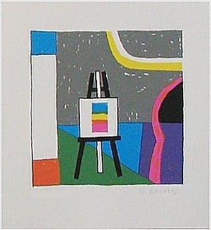 Harrie Gerritz - Twee handgesigneerde lithografien: Koe en Schildersezel kopen? Bied vanaf 20!