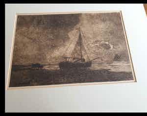 Frederik Hendrik Weissenbruch - zeilschip bruin/zwart/wit verkocht voor € 50!