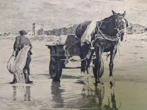 Maarten Langbroek - Garnalenvisser op het strand bij Katwijk kopen? Bied vanaf 25!