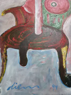 Peter Diem - Gemengde techniek op doek - ingelijst - 1994 kopen? Bied vanaf 750!