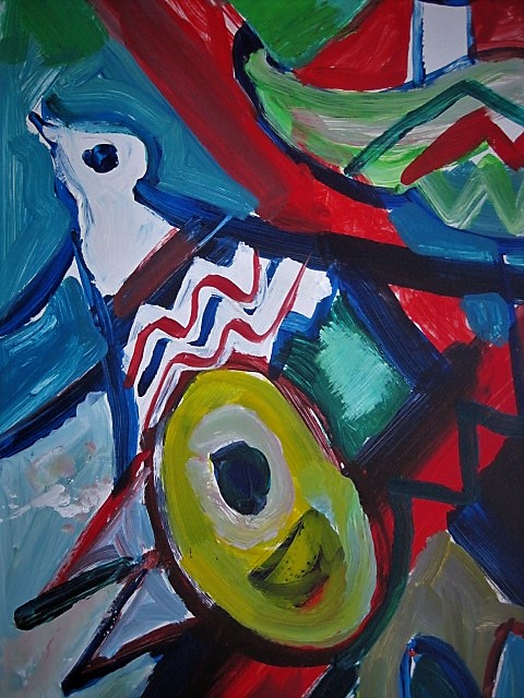 Ruud Cornelisse - Krachtige post CoBrA Gouache "Vogels met hoofden" 2001 gesigneerd kopen? Bied vanaf 1!