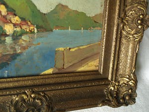 Niet of onleesbaar gesigneerd - Olieverf op paneel , Landschap (Italië?) – ingelijst & gesigneerd kopen? Bied vanaf 1!