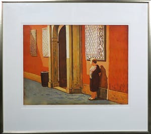 Marcel Schellekens - Ets, Wachten op Antonio, Ingelijst kopen? Bied vanaf 100!