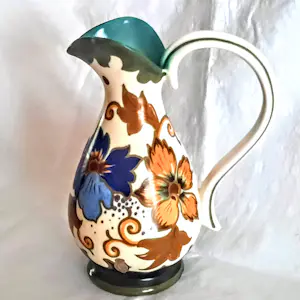 Plateelbakkerij Zuid-Holland - Keramikkrug Keramikvase Art Deco Modell 4812 Dekor "Godelin" 50er Jahre kaufen? Bieten Sie von 60!