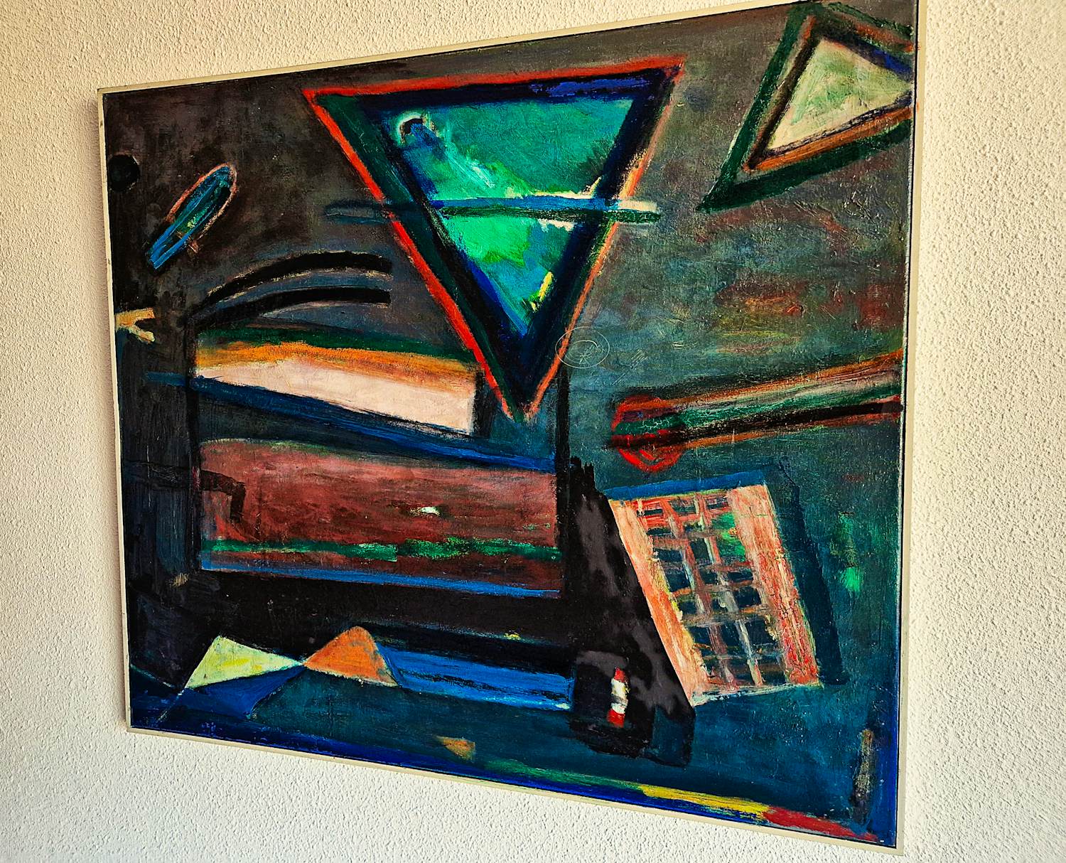 Wil van Leeuwen - Groot expressionistisch olieverf op paneel - Abstract - gesigneerd - Ingelijst verkocht voor € 69!