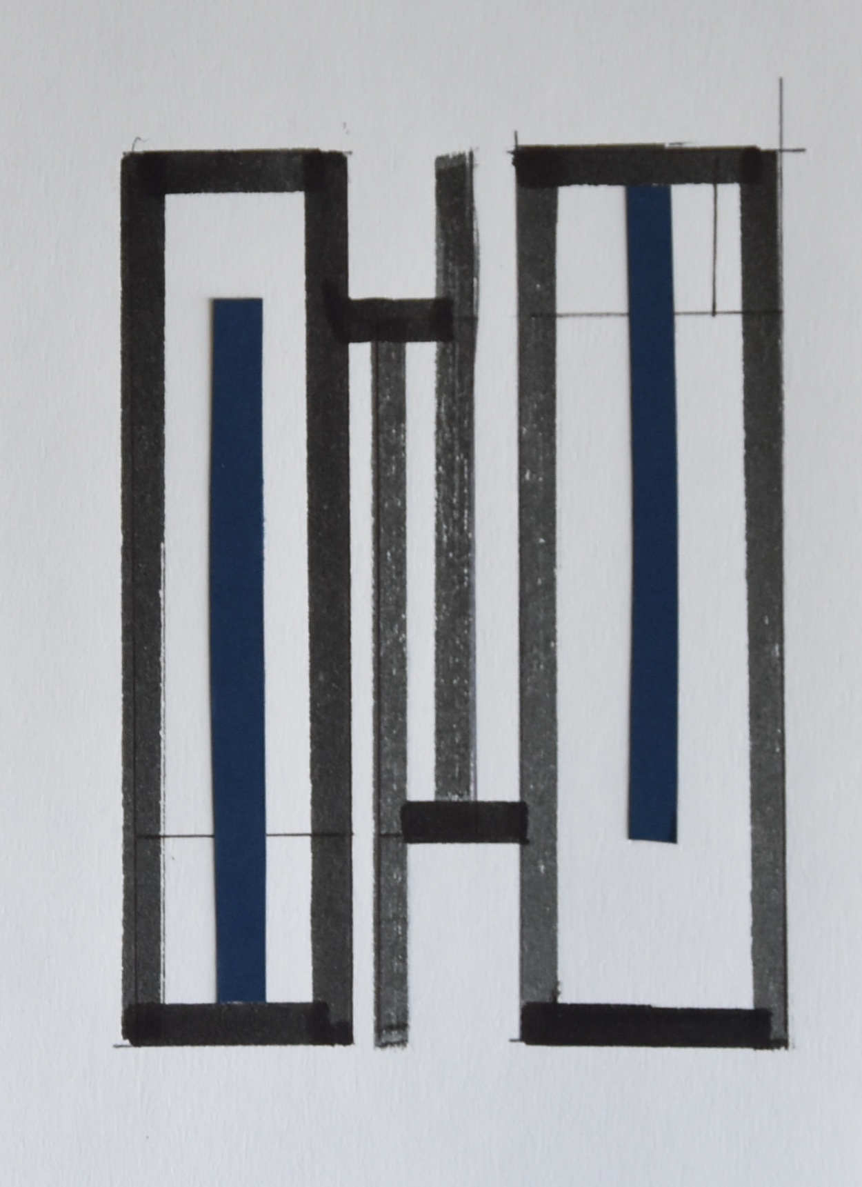 Siep van den Berg - #CONSTRUCTIVISTISCHE COLLAGE met BLAUW # 1990, mint verkocht voor € 35!