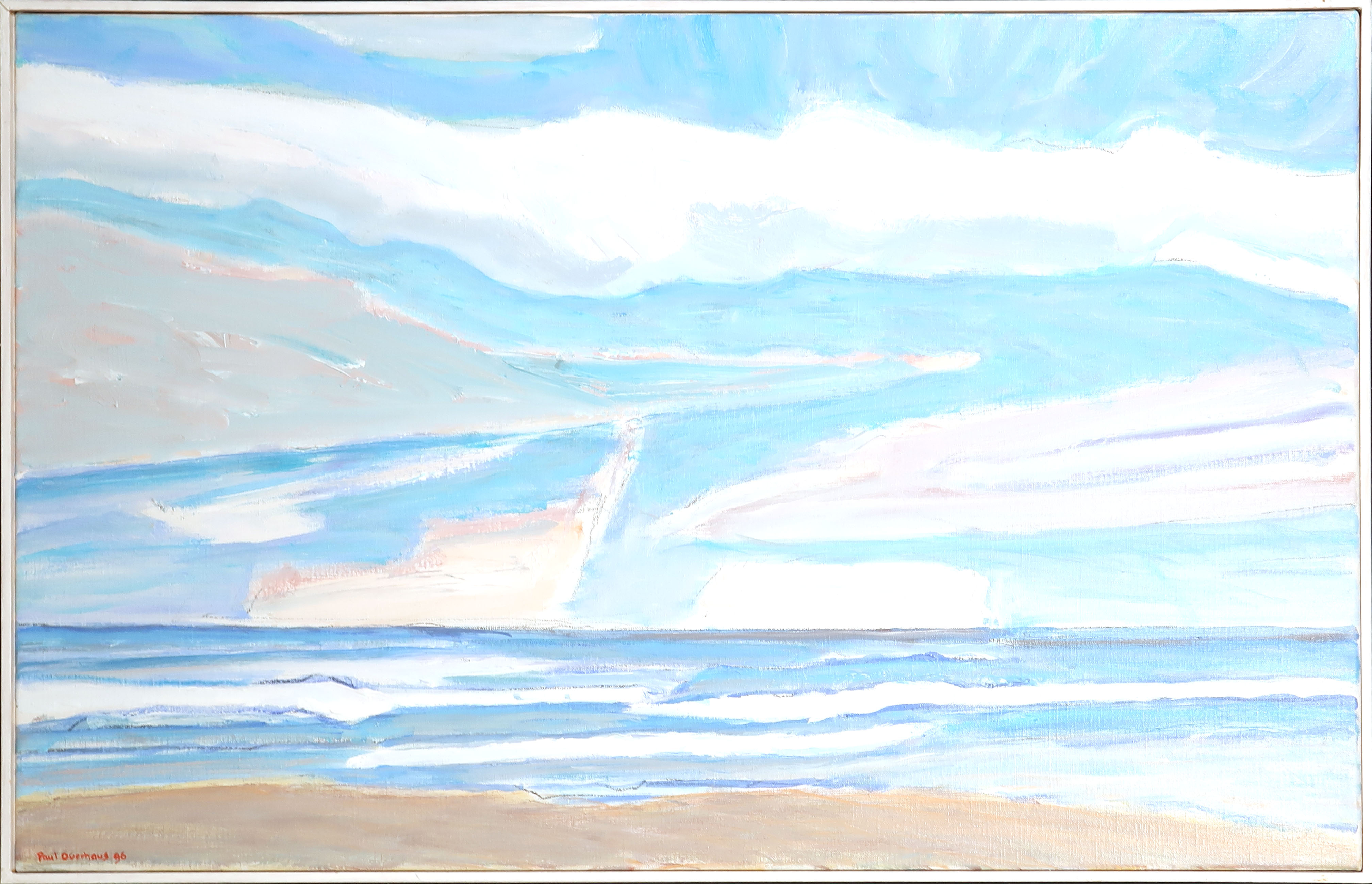 Paul Overhaus - Acryl op doek, Witte wolk - Ingelijst verkocht voor € 100!