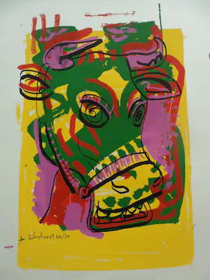 Peter Klashorst - Zeefdruk, titel. "Cow Green ". kopen? Bied vanaf 35!