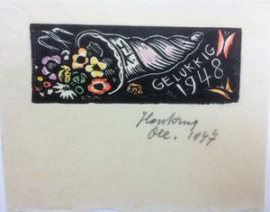 Han Krug - Houtsnedes gesigneerde Nieuwjaarskaarten kopen? Bied vanaf 40!