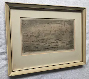 Herman Bieling - Ingelijste ets , Bergsche Plas, Rotterdam – Lijst, 28 x 37 cm. – ca. 1920 kopen? Bied vanaf 60!