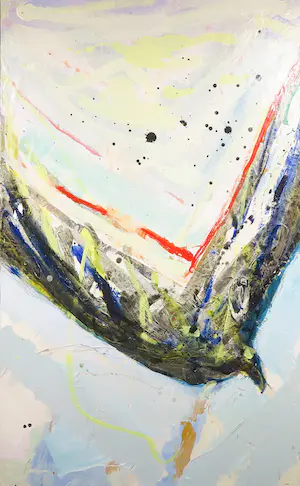 Willemijn Bouman - Gemengde techniek op paneel, Vliegend (Drieluik) kopen? Bied vanaf 1!