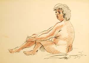 Jan Sluijters (jr.) - Tekening, Zittend naakt verkocht voor € 40!