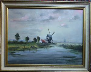 Henk Poeder - Polderlandschap met molens kopen? Bied vanaf 45!