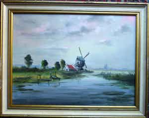 Henk Poeder - Polderlandschap met molens verkocht voor € 45!