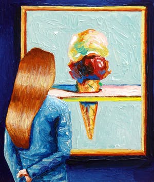 Gerard Boersma - Ice Cream (Vrouw kijkend naar een schilderij van Wayne Thiebaud) kopen? Bied vanaf 75!