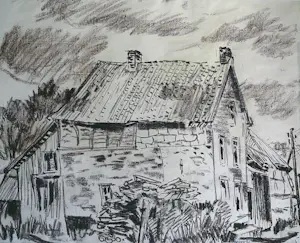 Johan Traarbach - Mheer Zuid Limburg -krijttekening 1966- kopen? Bied vanaf 50!