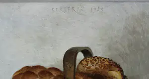 Herman Berserik - acryl op doek - stilleven:mand met broden - 1989 kopen? Bied vanaf 2250!