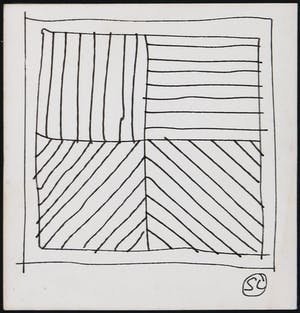 Sol LeWitt - Handgesigneerde geometrische pentekening - Ingelijst kopen? Bied vanaf 1!