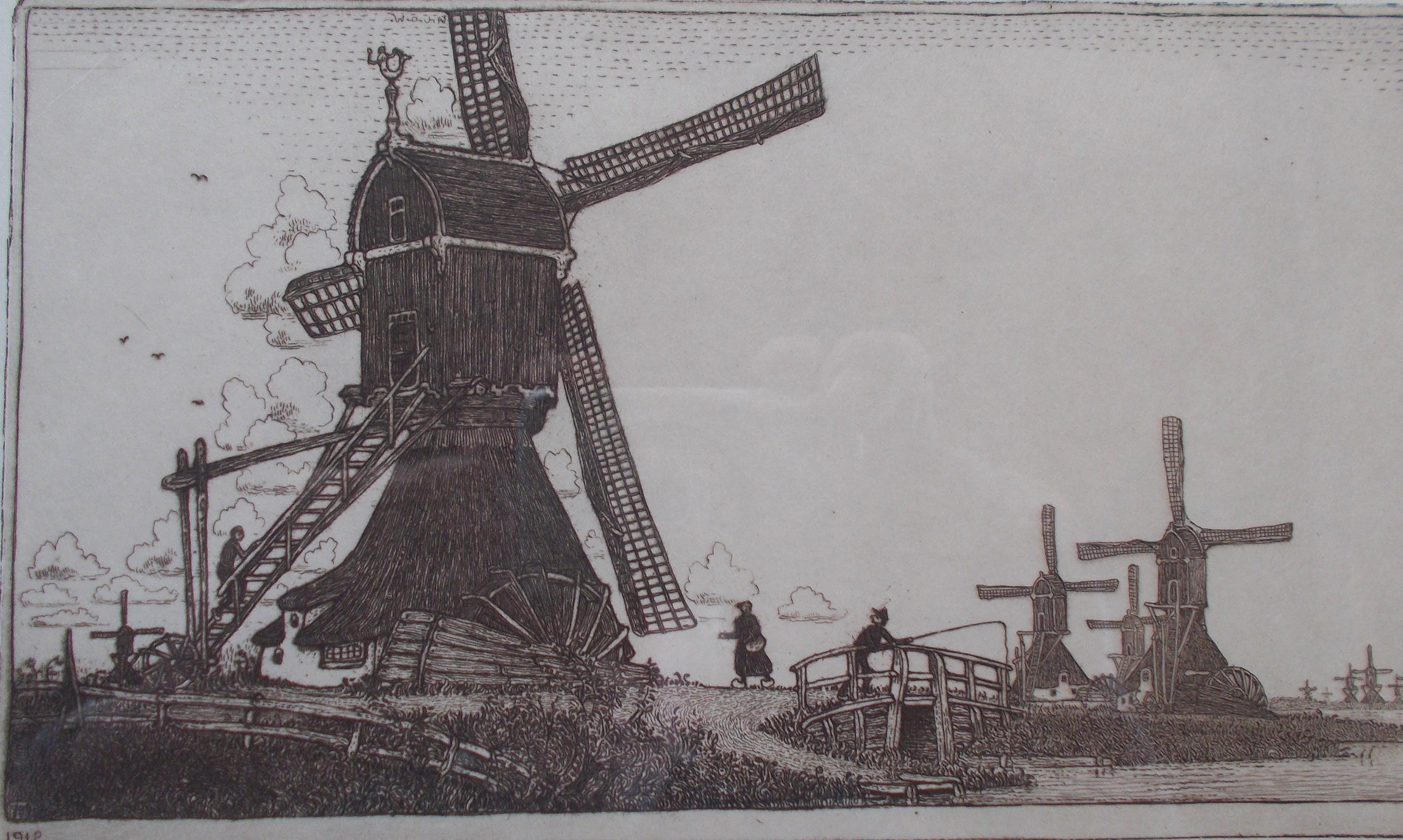 Wijnand Otto Jan Nieuwenkamp - Watermolens bij Gouda verkocht voor € 95!