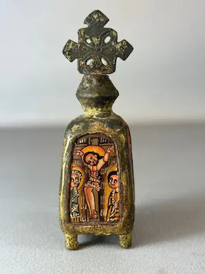 Ethiopie - 231050 - Old Brass Handpainted Ethiopian Coptic altar icon - Ethiopia kopen? Bied vanaf 120!