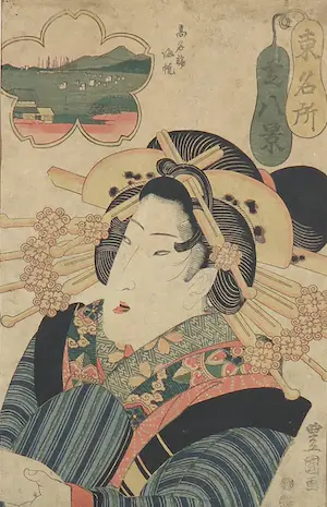 Toyokuni Utagawa II - Houtsnede, A courtesan waiting for her lover kaufen? Bieten Sie von 100!