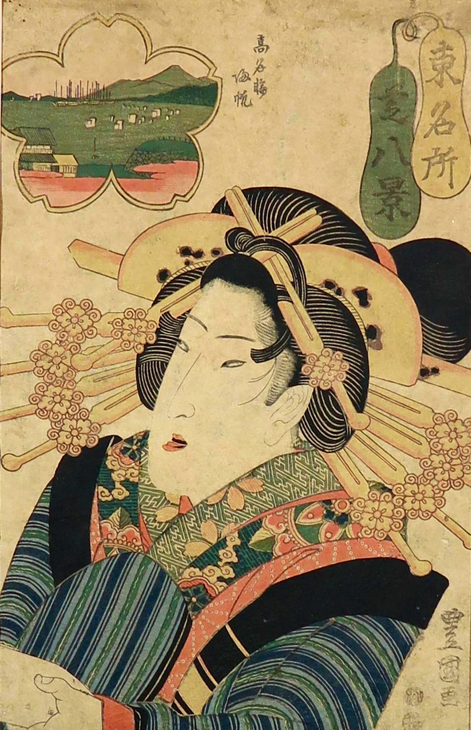 Toyokuni Utagawa II - Houtsnede, A courtesan waiting for her lover verkocht voor € 100!