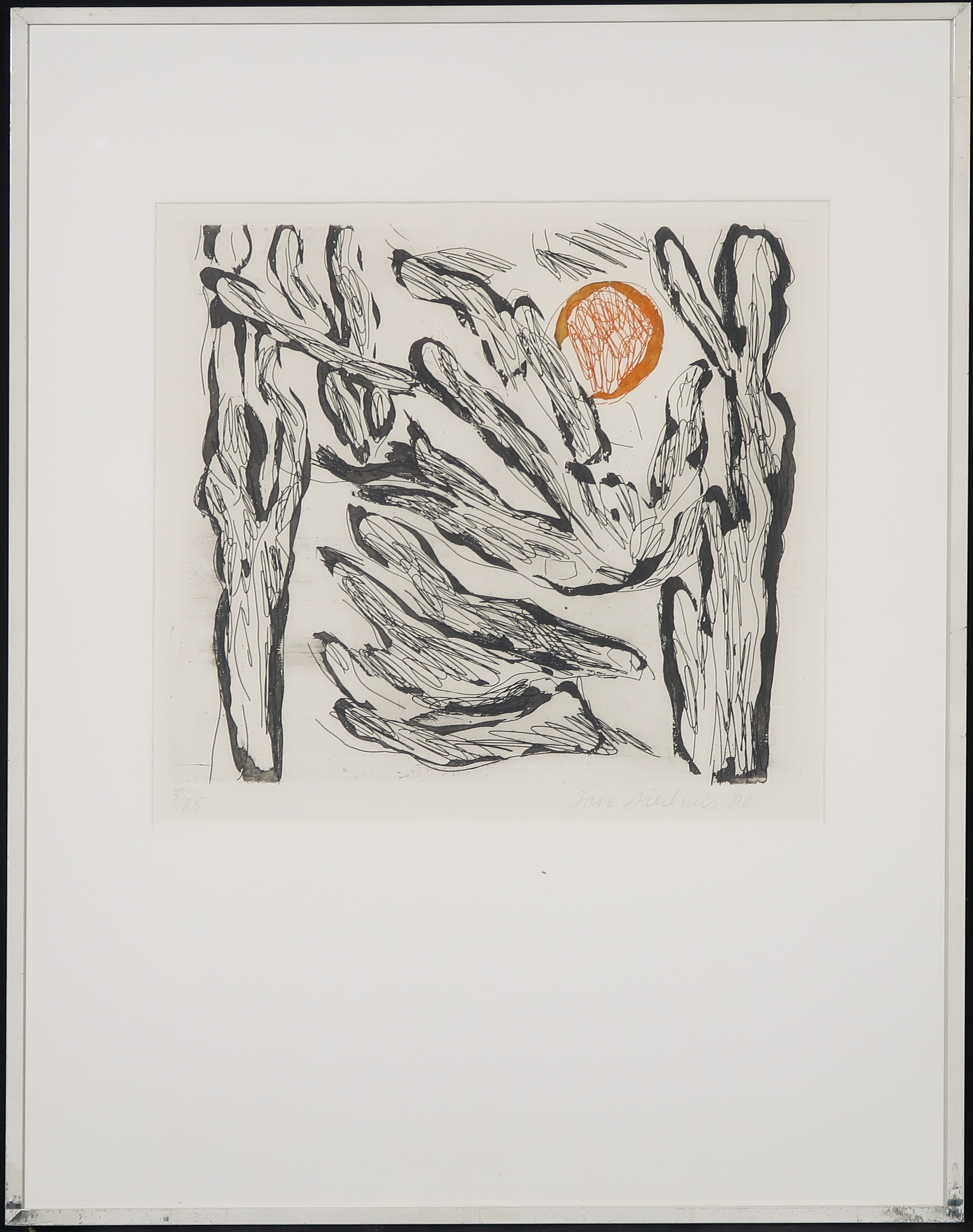 Jan Sierhuis - Ets, Zonder titel - Ingelijst kopen? Bied vanaf 40!