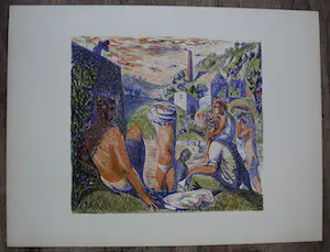 Nicolaas Wijnberg - Kleurenlitho: Badende mythische figuren - 1947 kopen? Bied vanaf 50!