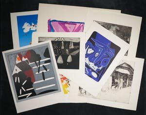 Bram van Velde - Bob Kemper + 6 onbekend, Lot van acht stuks grafiek kopen? Bied vanaf 50!