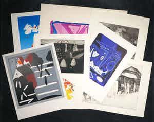 Bram van Velde - Bob Kemper + 6 onbekend, Lot van acht stuks grafiek verkocht voor € 50!