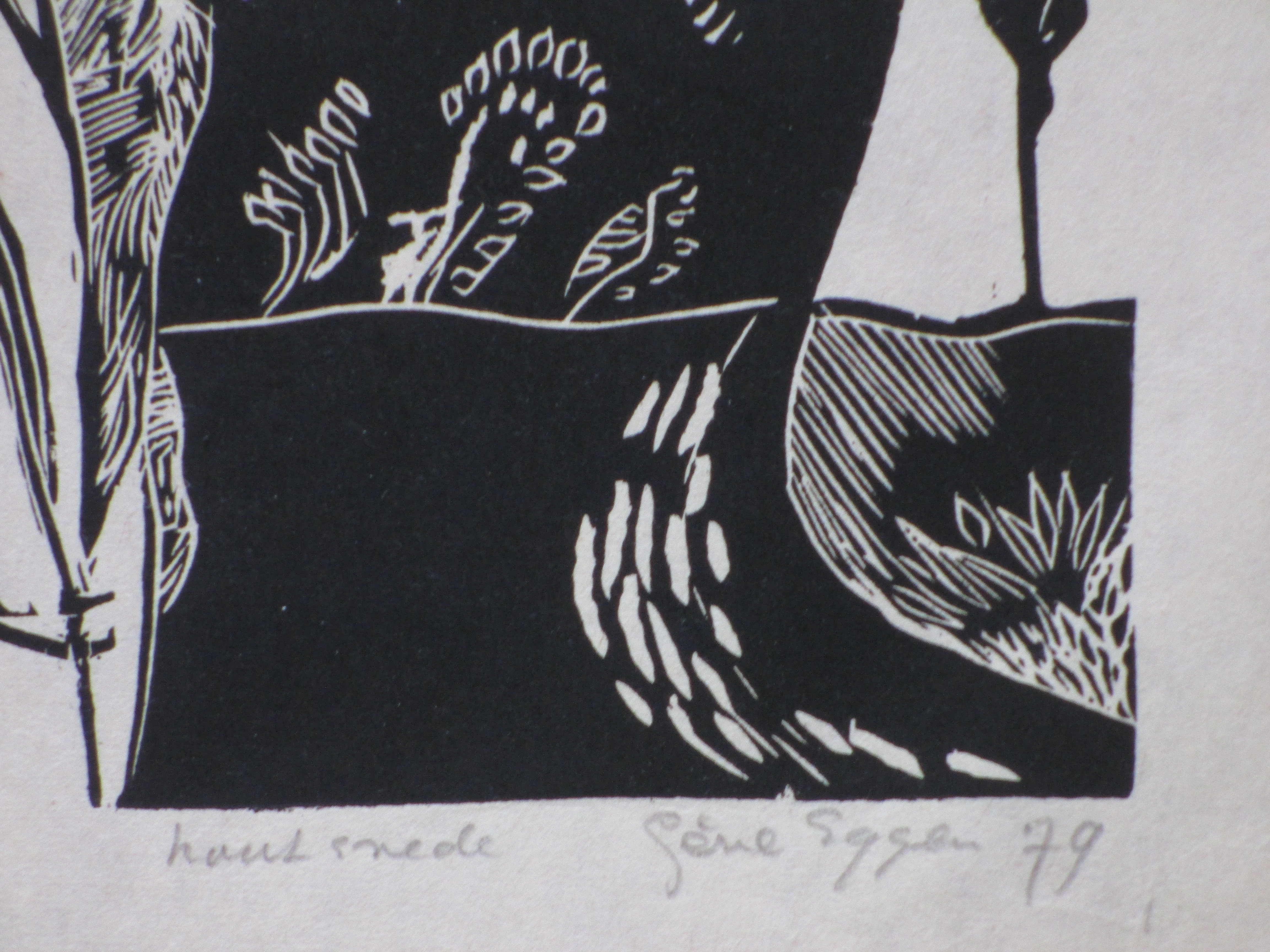 Gene Eggen - Vrouw in landschap - Houtsnede kopen? Bied vanaf 40!