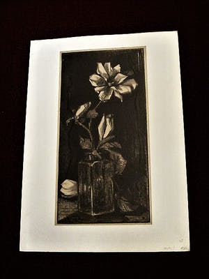 Herman Kruyder - Grote Houtsnede - Stilleven "Rozen takken" - gesigneerd in blok kopen? Bied vanaf 20!