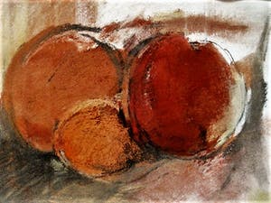 Theresia van der Pant - Singer Laren - stilleven rood Fruit - houtskool en Gouache - fraai ingelijst kopen? Bied vanaf 30!