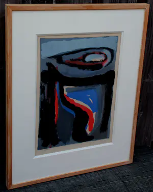 Bram van Velde - Ingelijste kleurenlitho: Compositie kopen? Bied vanaf 350!