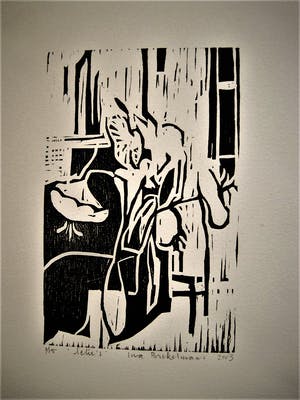 Ina Brekelmans - Verstilde kleine oplage (15) Houtsnede op papier "Lelie's" gesigneerd kopen? Bied vanaf 26!