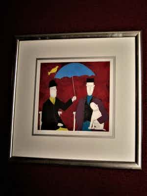 Annora Spence - Karakteristiek Litho van bekende Britse Grafica "Under the Umbrella" verkocht voor € 10!