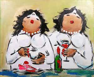 Theo Broeren - Acryl op doek, Dresscode: white verkocht voor € 50!