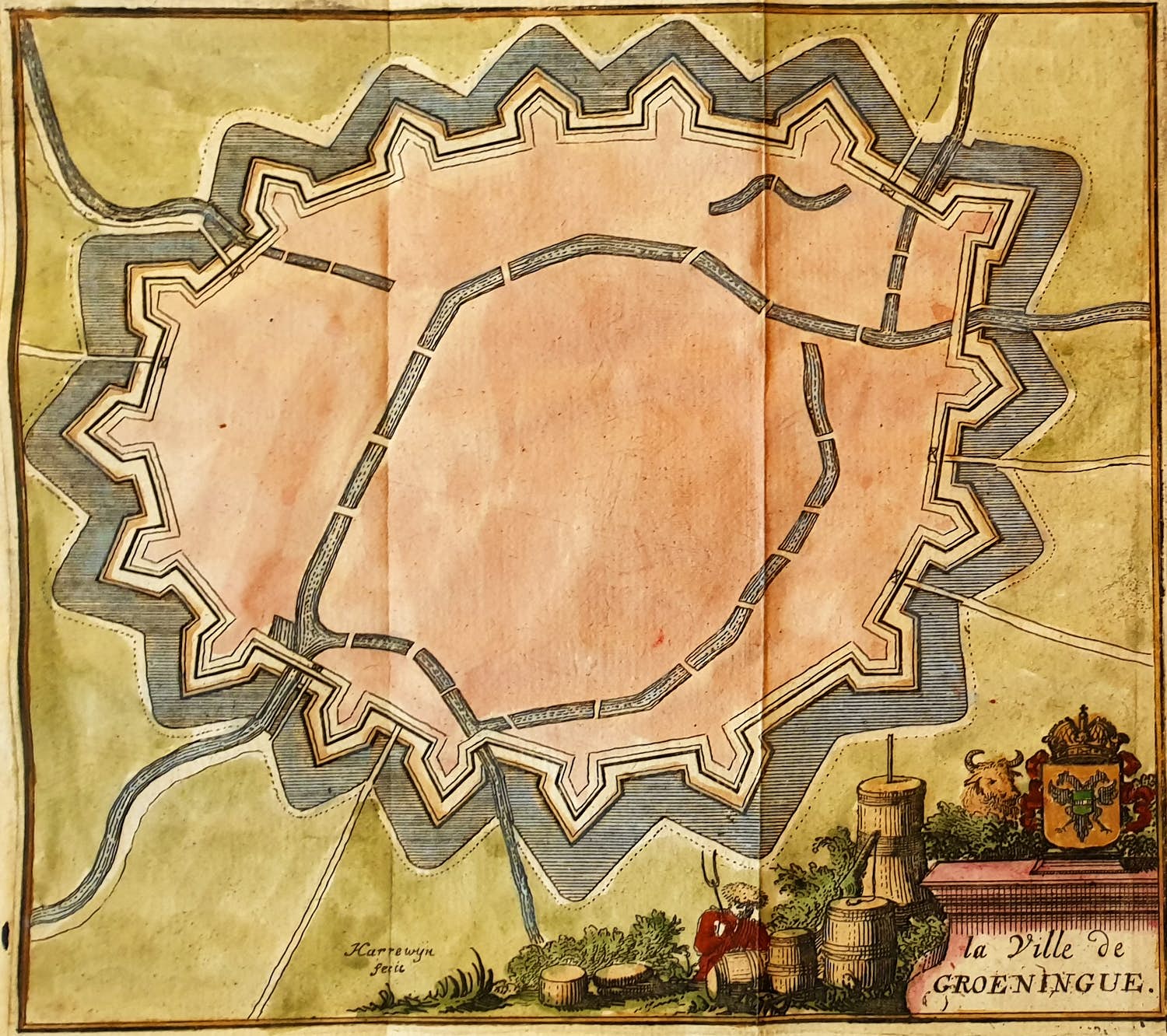 Jacobus Harrewijn - Groningen Oude Gravure Plattegrond 1700 verkocht voor € 30!