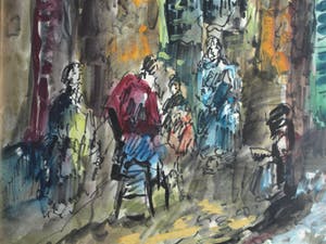 Jan Makkes - Gemengde techniek , GROOT , Stadspoort – ingelijst – 1977 kopen? Bied vanaf 1!