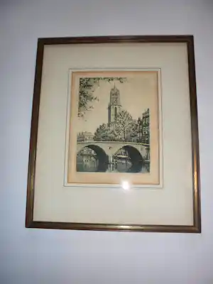 Cornelis Brandenburg - De Dom met de Oudegracht, Utrecht - ingelijst. verkauft für € 50!