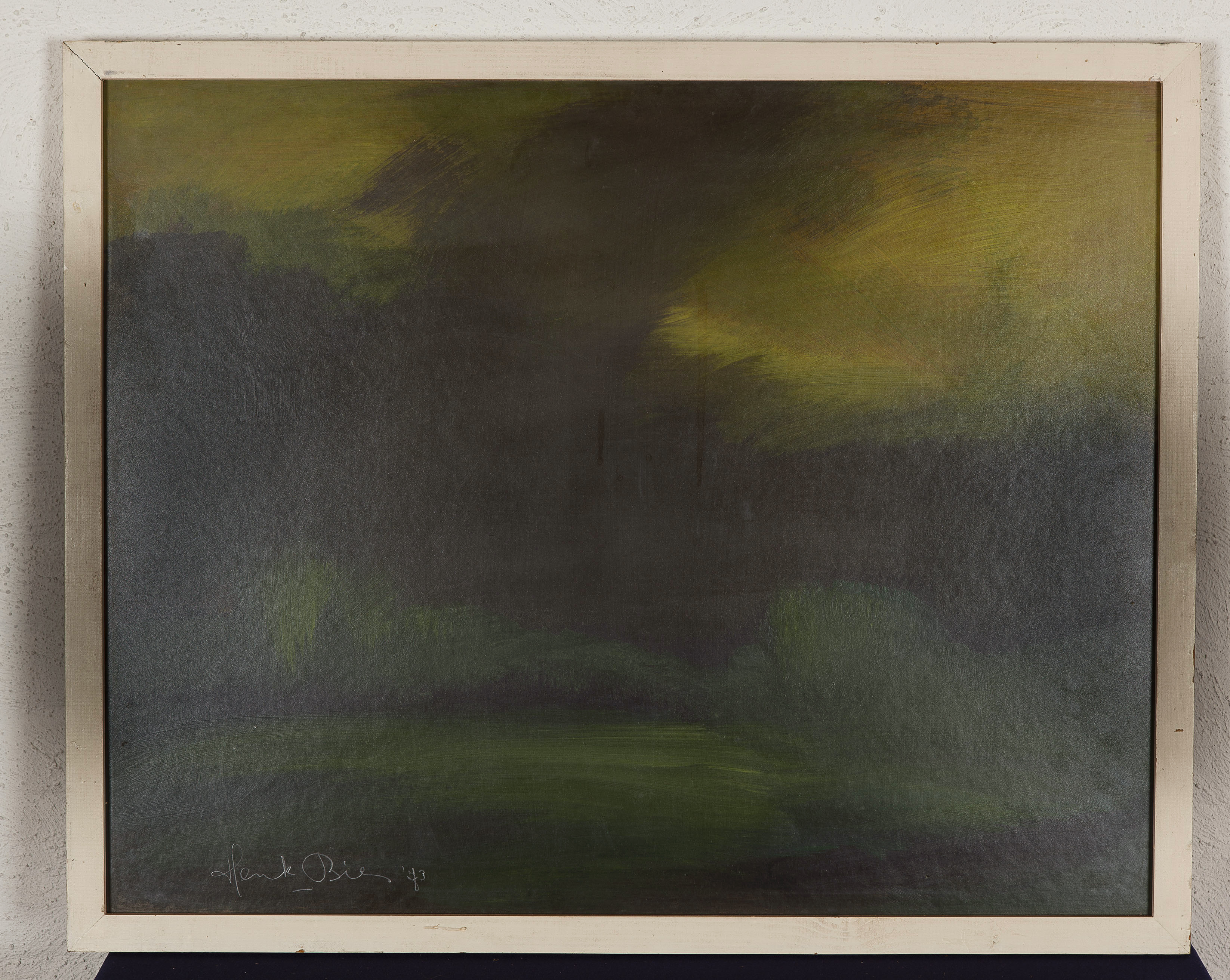 Henk Bies - Acrylverf op papier - Park bij avond - 1973 - gesigneerd - BKR Aarle-Rixtel kopen? Bied vanaf 10!