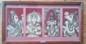 Niet of onleesbaar gesigneerd - 4 afbeeldingen uit het Boeddhisme - India - 19e eeuw - Batik kopen? Bied vanaf 1!