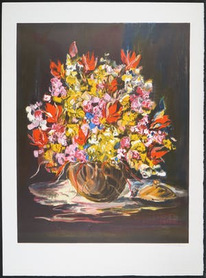 Niet of onleesbaar gesigneerd - Zeefdruk, Z.T. Bloemstilleven kopen? Bied vanaf 1!